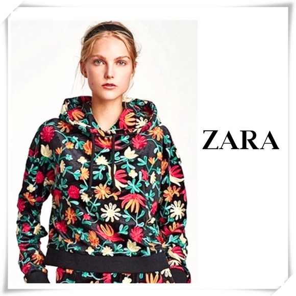 zara floral hoodie